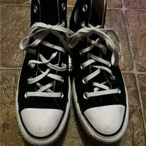Black Platform Converse Hightops Women's 8